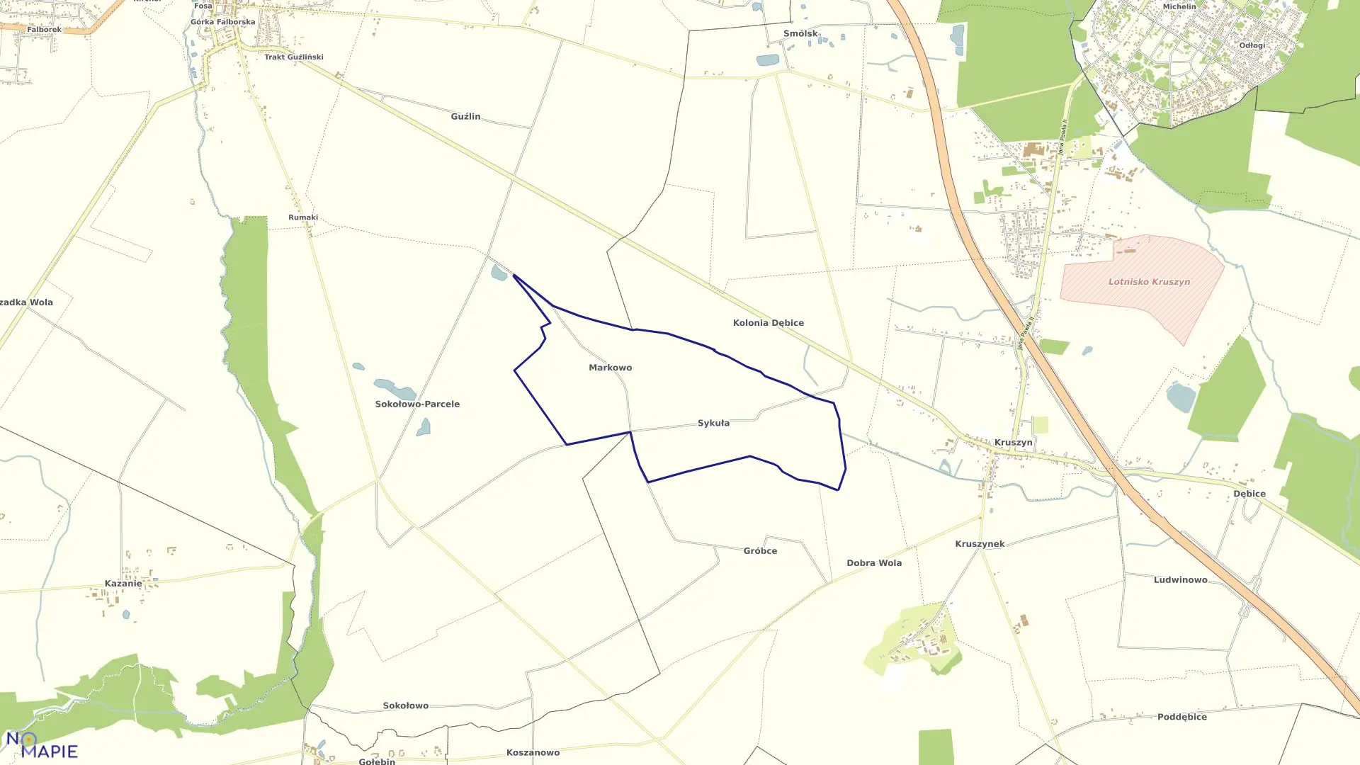 Mapa obrębu Markowo w gminie Włocławek